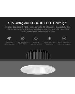 MiBoxer FUT072 MiLight 18W anti-glare RGB+CCT LED ceiling downlight